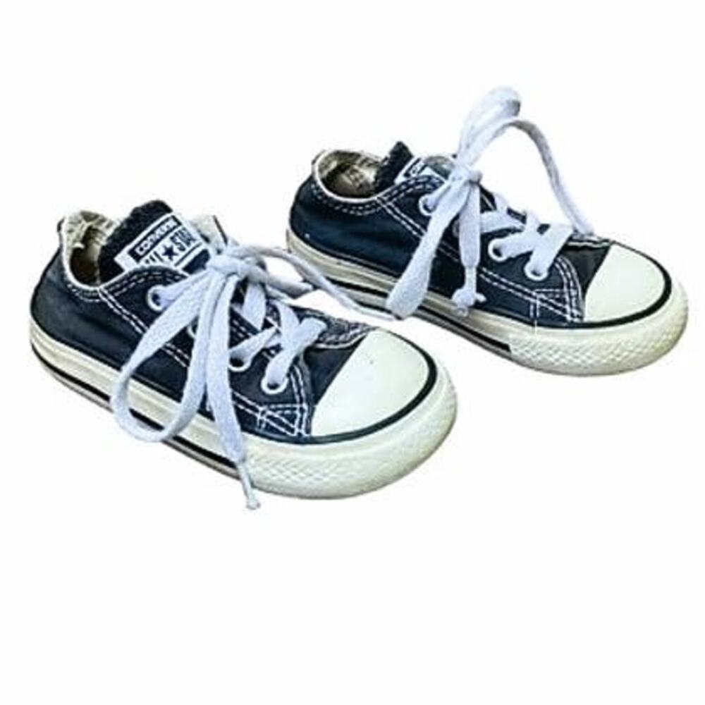 Vintage CONVERSE All Stars Kids Black & White Sneakers Shoes ~ Baby Child Size 6 - Picture 3 of 9